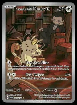 Pokemon Cards Team Rocket's Meowth 203/182 Destined Rivals Illustration Rare - Image 1