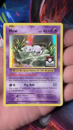 Pokemon Mew 53/108 Evolutions 1st Place League Challenge NM Trophy Card - Image 1