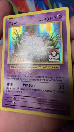 Pokemon Mew 53/108 Evolutions 1st Place League Challenge NM Trophy Card - Image 3