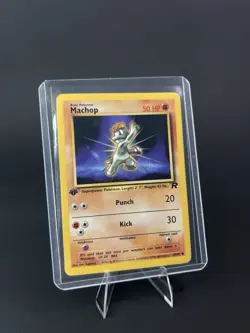 Pokemon 1st Edition Machop Team Rocket Pink Swirl Misprint Error Card 59/82 - Image 2