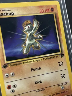 Pokemon 1st Edition Machop Team Rocket Pink Swirl Misprint Error Card 59/82 - Image 4