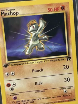 Pokemon 1st Edition Machop Team Rocket Pink Swirl Misprint Error Card 59/82 - Image 5