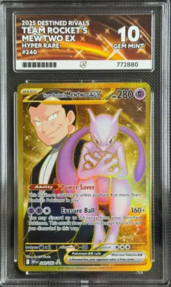 Pokemon Cards ACE 10 Team Rocket's Mewtwo ex 240/182 Destined Rivals Hyper Rare - Image 1