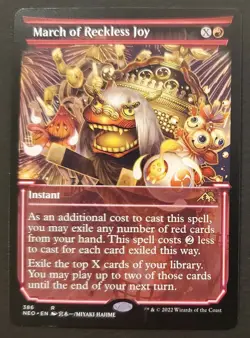 2022 MTG #386 MARCH OF RECKLESS JOY Rare Instant NEO unplayed card⚔NM/MT - Image 1