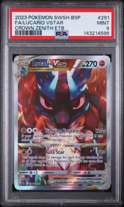 2023 POKEMON SWSH CROWN ZENITH ETB FULL ART/LUCARIO VSTAR PSA 9 (FREE SHIPPING) - Image 1