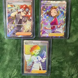 Pokemon TCG Trainer Supporter Full Art Foil Lot - Roark, Aroma Lady, Roseanne - Image 1
