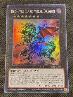 YuGiOh! Red-Eyes Flare Metal Dragon RA01-EN038 Super Rare 1st Edition Near Mint - Image 1