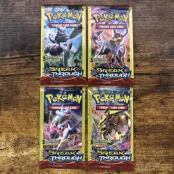 Pokemon XY Break Through 3 Card Booster Pack ART SET - 4 Packs - Breakthrough - Image 1