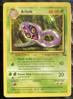 Arbok 31/62 Fossil Set Original Vintage Pokemon Card Regular Unlimited - Image 1