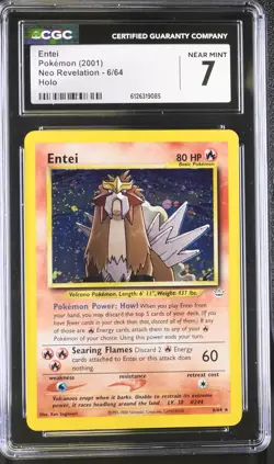 CGC 7 Entei 2001 Neo Revelation 6/64 Holo Pokemon Card - Image 1