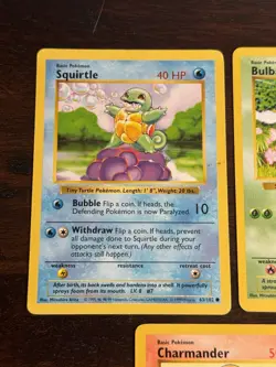 Pokemon TCG Base Set 1999 Shadowless Starters Bulbasaur Charmander Squirtle LP 1 - Image 2