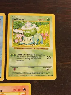 Pokemon TCG Base Set 1999 Shadowless Starters Bulbasaur Charmander Squirtle LP 1 - Image 3