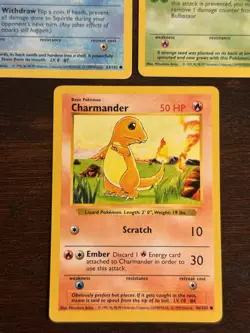 Pokemon TCG Base Set 1999 Shadowless Starters Bulbasaur Charmander Squirtle LP 1 - Image 4