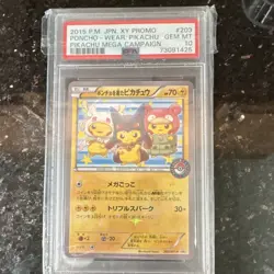 Pokemon Poncho-Wearing Pikachu XY-P Promo Holo Japanese PSA 10 #203/XY-P - Image 1