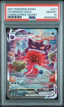 Pokemon Gengar VMAX Fusion Strike Secret Raro Arte Alternativa Holo 271/264 PSA - Image 1