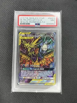 2019 Pokemon SM Hidden Fates ETB Moltres, Zapdos, & Articuno SM210 Promo PSA 9 - Image 1