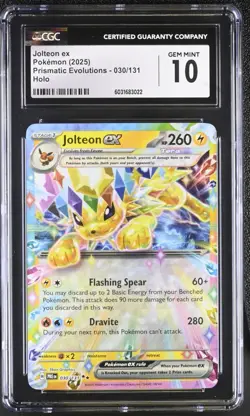 Pokemon TCG Jolteon ex 030/131 (2025) Prismatic Evolutions Holo CGC 10 - Image 1
