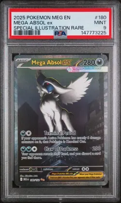 2025 Pokemon Mega Evolution Base #180 SIR Full Art Mega Absol ex PSA 9 Mint - Image 1