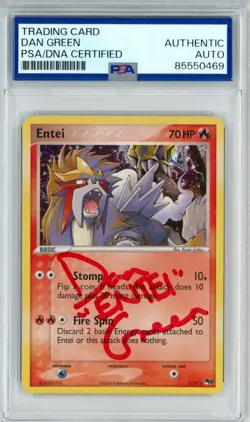 PSA Signed Dan Green Pokemon Trading Card Game Entei 001/017 Pop Series 2 Holo - Image 1