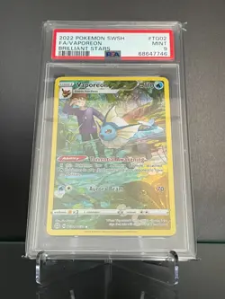 PSA 9 MINT 2022 POKEMON SWSH BRILLANT STARS VAPOREON FULL ART ULTRA RARE TG02 - Image 1