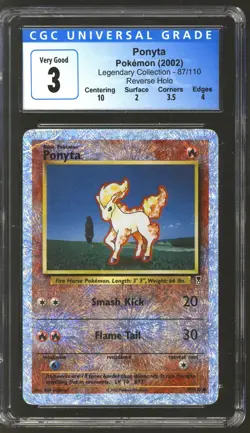 Pokemon Legendary Collection Reverse Holo Foil Ponyta 87/110 CGC 3 (10 2 3.5 4) - Image 1
