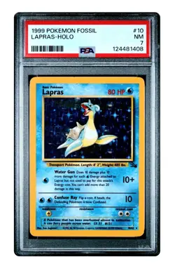 RARE 1999 POKEMON FOSSIL #10 LAPRAS-HOLO PSA 7 NEAR MINT! - Image 1
