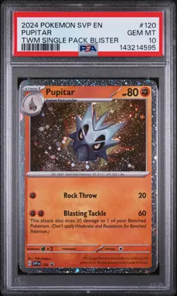 2024 POKEMON SVP EN BLACK STAR PROMO #120 PUPITAR TWM BLISTER PSA 10 (FREE S&H) - Image 1