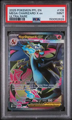 2025 POKEMON PFL EN-PHANTASMAL FLAMES ULTRA RARE #109 MEGA CHARIZARD X EX PSA 9 - Image 1