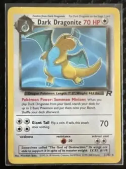 Dark Dragonite 22/82 Team Rocket Rare Non-Holo Pokemon Card WOTC - LP - Image 1