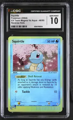 CGC 10 GEM MINT Squirtle EX Team Magma Vs Aqua 46/95 Reverse Holo Pokemon Card - Image 1