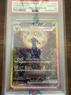 2025 Pokemon English Prismatic Evolutions Umbreon Ex #161 PSA GEM MT 10 - Image 2