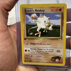 Brock's Mankey First Edition 1st Gym Heroes Pokemon TCG 68/132 NM/MT Vintage Vtg - Image 1