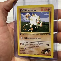 Brock's Mankey First Edition 1st Gym Heroes Pokemon TCG 68/132 NM/MT Vintage Vtg - Image 2