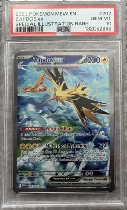 PSA 10 GEM MINT Pokemon 151 SV Zapdos Ex 202/165 SIR Illustration Rare - Image 1
