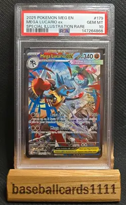 2025 Pokemon Mega Evolution Mega Lucario ex Special Illustration PSA 10 179 P2 - Image 1