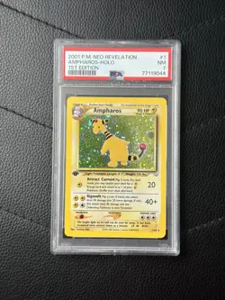 2001 POKEMON NEO REVELATION 1ST EDITION AMPHAROS HOLO RARE NEAR MINT PSA 7 - Image 1