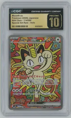 2026 Pokemon Japanese Nihil Zero Meowth ex PRISTINE CGC 10 Special Art Rare #114 - Image 1