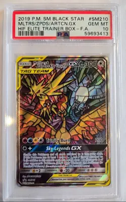 2019 Pokemon Sun & Moon Black Star Promo Moltres Zapdos Articuno GX SM210 PSA 10 - Image 1