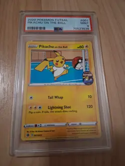 2020 POKEMON FUTSAL #001 PIKACHU ON THE BALL PSA 9 Mint - Image 1