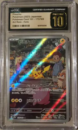 CGC Pristine 10 Pikachu 173/165 Japanese Pokemon 151 SV2a Secret Rare - Image 1