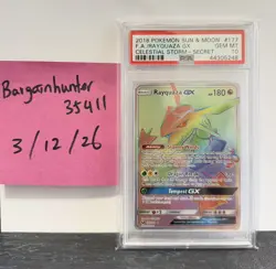 Pokemon Rayquaza GX 177/168 + Rainbow energy 183/168 Celestial Storm 9 10 PSA - Image 2