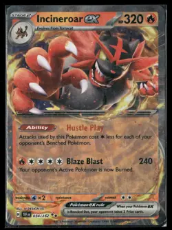 Incineroar ex 034/162 Double Rare Temporal Forces Pokemon Near Mint - Image 1