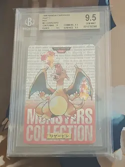 BGS 9.5 Charizard Prism Carddass Vending Red Bandai #6 1996 JP Pokemon Card - Image 1