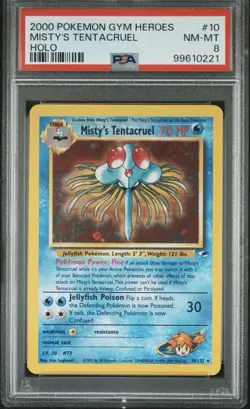 Pokemon Misty's Tentacruel 10/132 Gym Heroes Holo Rare PSA 8 2000 English - Image 1