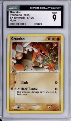 CGC 9 Groudon Pokemon Vintage EX Emerald Holo 5/106 - Image 1