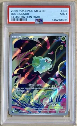 2025 Pokemon Mega Evolution 133/132 Bulbasaur Illustration Rare - PSA 9 Mint - Image 1