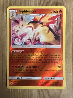 Typhlosion REVERSE HOLO RARE 42/214 SM Lost Thunder Pokemon 2018 NM - Image 1
