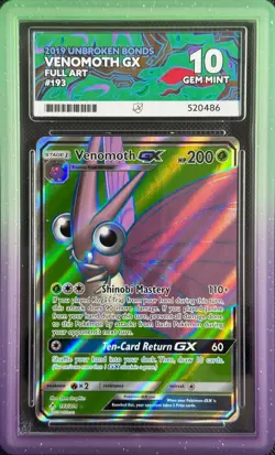 Pokemon Cards ACE 10 Venomoth GX 193/214 Unbroken Bonds Rare Ultra - Image 1