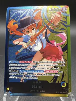 Nami OP11-041 ONE PIECE Tcg Card Game NM BLUE/YELLOW Leader - Image 1