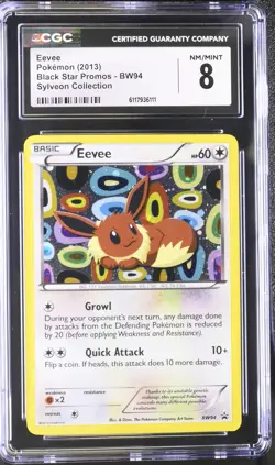 CGC 8 Eevee 2013 Black Star Promos BW94 Sylveon Collection Pokemon Card - Image 1